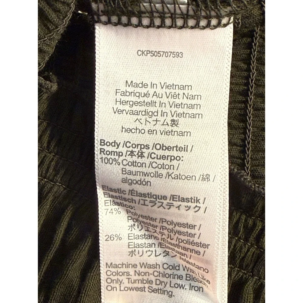 Madewell Smocked Boatneck Long Sleeve Top Olive Green‎ NY504 Women XXS New